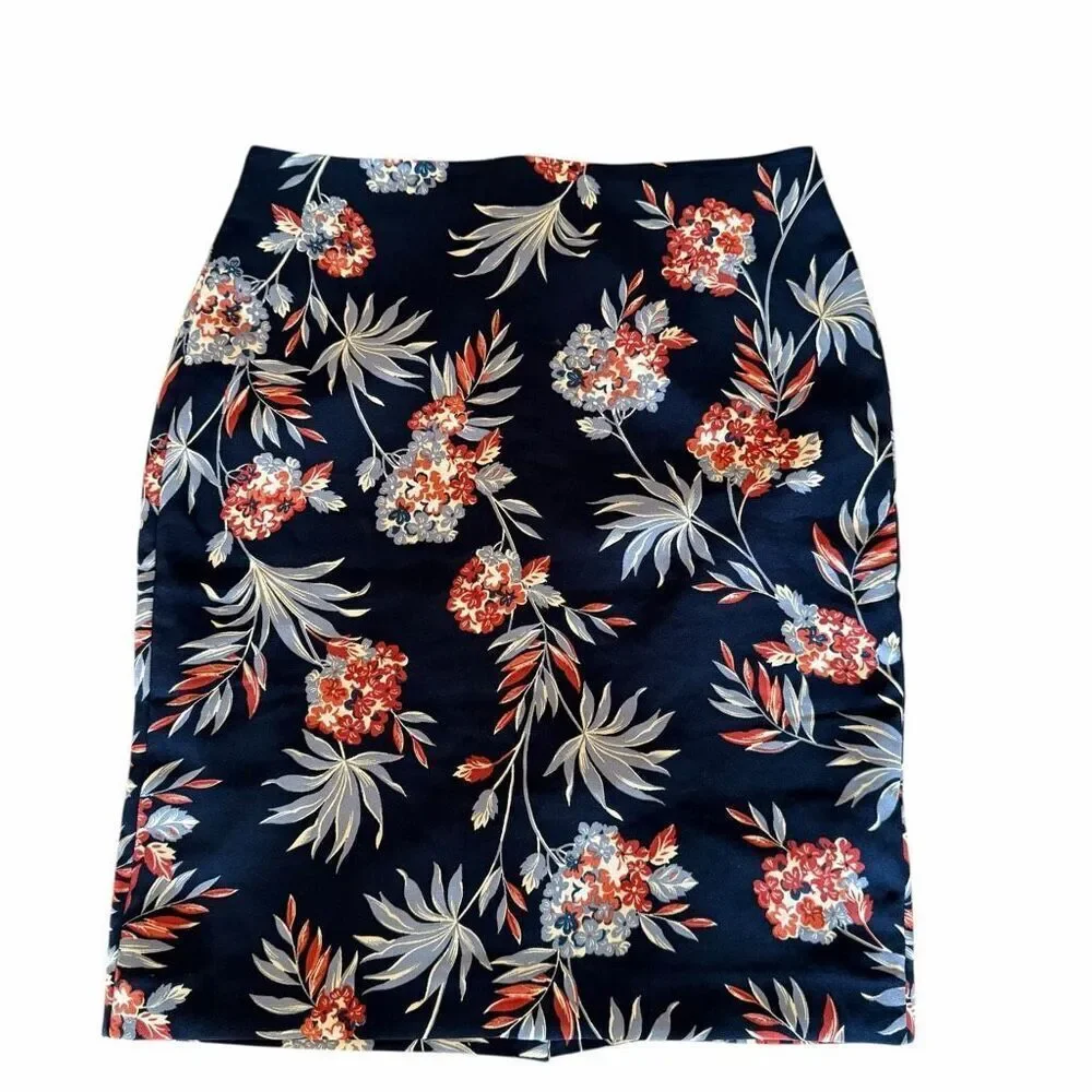Ann Taylor Factory Floral Lined Pencil Career Skirt SZ 6